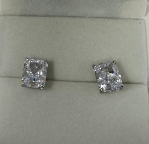 Image of Maxine 4.0Ct Classic Radiant Cut Women's Stud Earrings In Sterling Silver - MSRP $119 Free Shipping