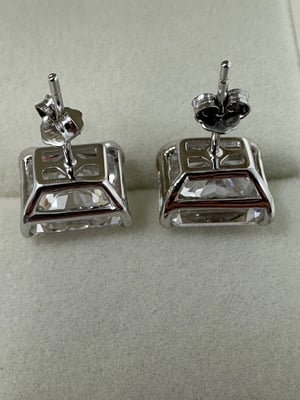 Image of Maxine 4.0Ct Classic Radiant Cut Women's Stud Earrings In Sterling Silver - MSRP $119 Free Shipping