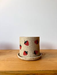 Image 1 of Strawberry planter + saucer