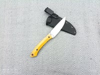 Image 1 of EDC Fixed Blade: Yellow Micarta Handle, Kydex Sheath 
