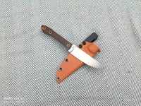 Image 4 of EDC Fixed Blade: D2, Brown Canvas Micarta Handle, Orange Kydex Sheath 
