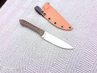 Image 5 of EDC Fixed Blade: D2, Brown Canvas Micarta Handle, Orange Kydex Sheath 