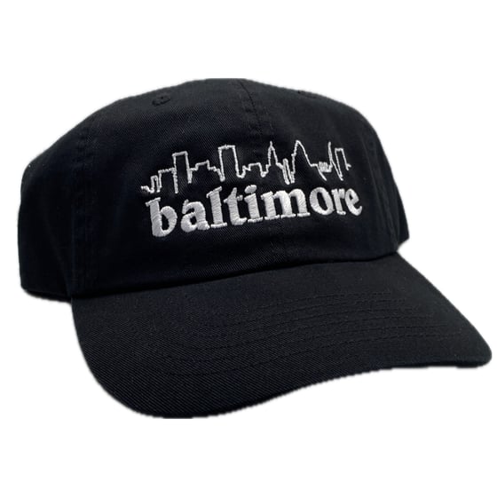 Image of Baltimore Skyline Dad Hat Black/white (free shipping)