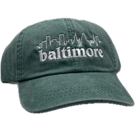 Image of Baltimore Skyline Dad Hat Green/white (free shipping)