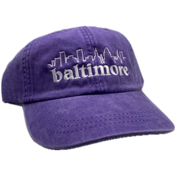 Image of Baltimore Skyline Dad Hat Purple/white (free shipping)
