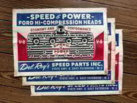 Image 1 of The Flathead Hi-Comp Heads Horizontal Linocut Print  FREE SHIPPING