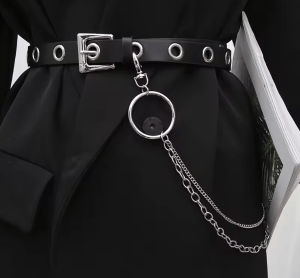 Image of Black Rivet Punk Belt with chain