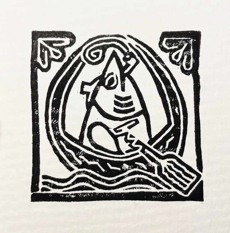 Medieval Illuminated Letter "Q" Print