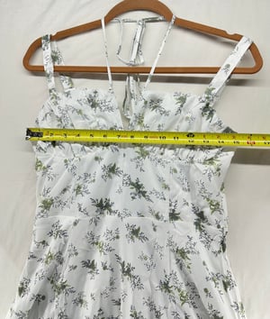 Image of Women Floral Midi Corset Dress Boho Flowy Slit Lace Up Dresses Size M - Free Shipping