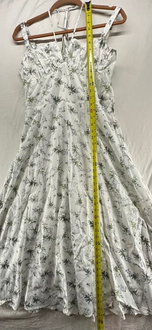 Image of Women Floral Midi Corset Dress Boho Flowy Slit Lace Up Dresses Size M - Free Shipping