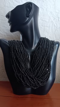 Image 4 of FIFTY STRAND BLACK BEAD NECKLACE 