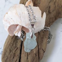 Image 1 of Cape Cod Sea Glass Pendant Frosty Pastel Aqua Seafoam Blue-Authentic Tumbled Beach Glass Necklace