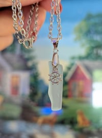 Image 1 of Cape Cod Genuine Sea Glass Pendant Pale Aqua Seafoam Real Ocean Tumbled Beach Glass Necklace