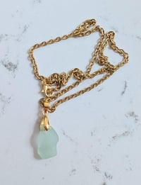 Image 2 of Cape Cod Genuine Sea Glass Pendant Pale Aqua Seafoam Real Ocean Tumbled Cape Cod Beach Necklace