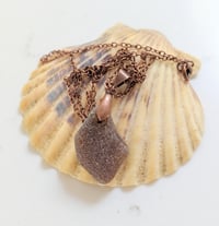 Image 2 of Cape Cod Root Beer Brown Colored Sea Glass Pendant Frosty Chunky Mermaid Tears