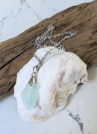Image 2 of Cape Cod Sea Glass Pendant Frosty Pastel Aqua Seafoam Blue-Authentic Tumbled Beach Glass Necklace