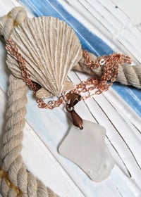 Image 2 of Cape Cod Sea Glass Pendant Frosty Blush White -Authentic Tumbled Beach Glass Necklace