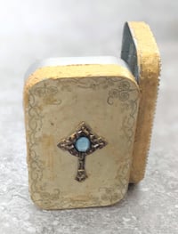 Image 3 of Handmade Catholic Travel Shrine Our Lady of Lourdes Pocket Altar Tin Nicho Rosary Box and Rosary