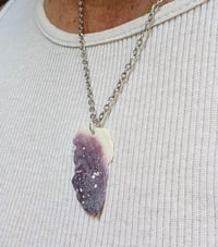 Image 3 of Cape Cod Purple Plum Colored Natural Ocean Tumbled Clamshell Necklace Handmade Coastal Gift