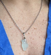 Image 3 of Cape Cod Sea Glass Pendant Frosty Pastel Aqua Seafoam Blue-Authentic Tumbled Beach Glass Necklace