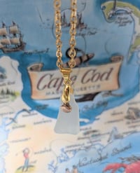 Image 4 of Cape Cod Genuine Sea Glass Pendant Frosty White Real Ocean Tumbled Cape Cod Beach Glass Necklace