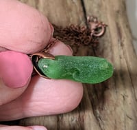 Image 5 of Cape Cod Bonfire Sea Glass Pendant Frosty Emerald Green Ocean Tumbled Beach Glass Necklace