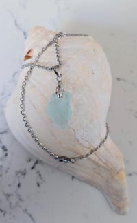 Image 4 of Cape Cod Sea Glass Pendant Frosty Pastel Aqua Seafoam Blue-Authentic Tumbled Beach Glass Necklace