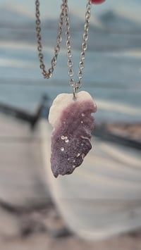 Image 5 of Cape Cod Purple Plum Colored Natural Ocean Tumbled Clamshell Necklace Handmade Coastal Gift