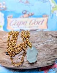 Image 5 of Cape Cod Genuine Sea Glass Pendant Pale Aqua Seafoam Real Ocean Tumbled Cape Cod Beach Necklace