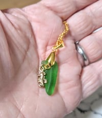 Image 1 of Cape Cod Sea Glass Pendant Frosty Emerald Green Authentic Ocean Tumbled Beach Glass Necklace