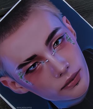 "Venomous" Large Art Print With Blue Foil Details 8.5 x 11