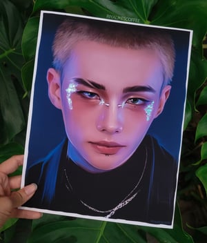 "Venomous" Large Art Print With Blue Foil Details 8.5 x 11