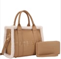 2In1 Fur Design Texture Tote Bag W Wallet Set