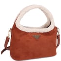Smooth Fur Design Handle Crossbody Bag