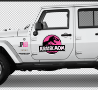 Image 4 of Jurassic Mom Pink Background Cling Decal Set (2-Pack)