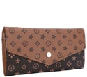 Two Tone Textured Design Button Flap Wallet