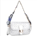 Oval Pattern Print Scarf Chain Handle Crossbody Bag
