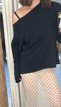 Image 1 of Black cotton jersey off shoulder top 