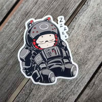 Image 1 of Sleepy Mynah Unit - 2 inch Transparent Vinyl Sticker