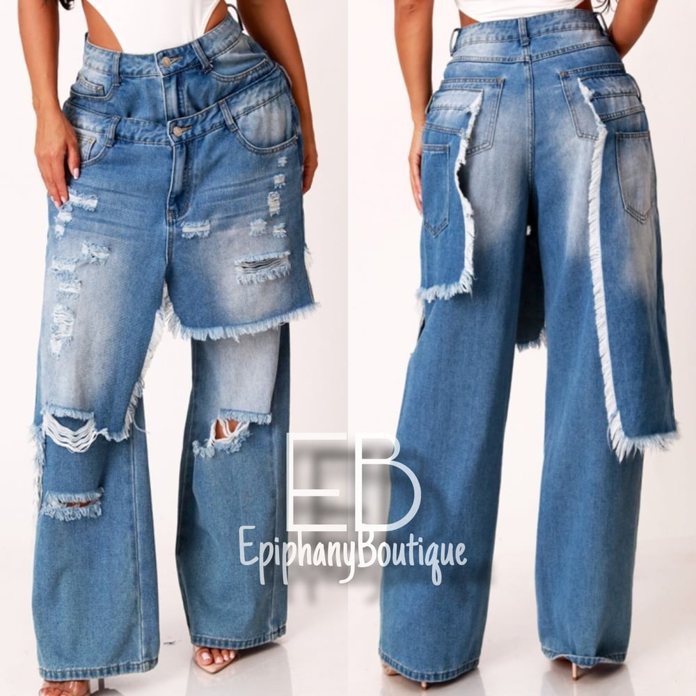 Image of The Distressed Layered Jeans