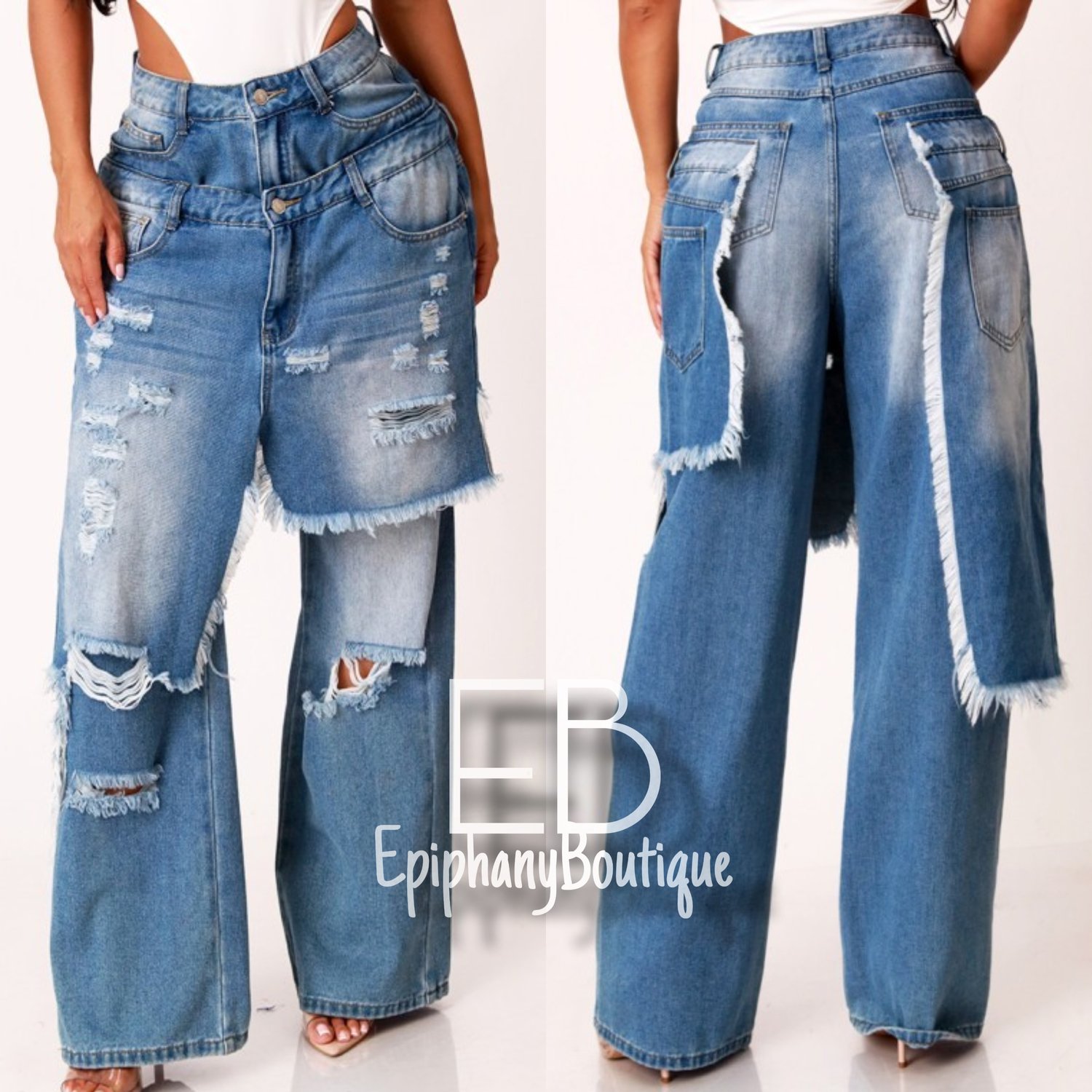 Image of The Distressed Layered Jeans