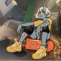 Image 3 of Sk8ter Girl Blue Oni - 3 inch Transparent Vinyl Sticker