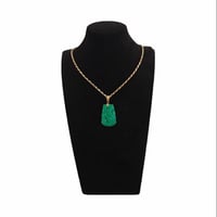 Image 6 of 10 K Gold Monkey Chinese Zodiac Green Jade Pendant