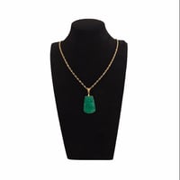 Image 6 of 10 K Gold Goat Chinese Zodiac Green Jade Pendant