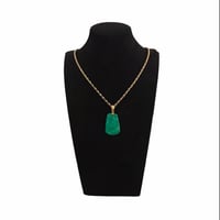 Image 6 of 10 K Gold Dog Chinese Zodiac Green Jade Pendant