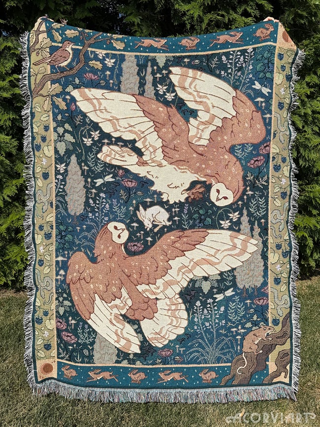 Barn Owl Woven Tapestry/Blanket