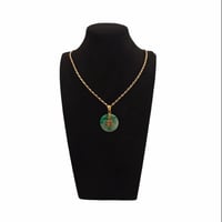 Image 5 of 10K Premium Green And Black Jade Disc Pendant Fu Fuku Fortune Zhong