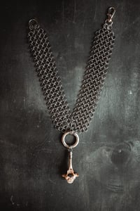 Image 2 of Raccoon vertebra and chainmail necklace