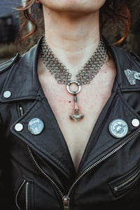 Image 7 of Raccoon vertebra and chainmail necklace