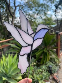 Large Hummingbird Plant Stake - Soft Pink and Purple